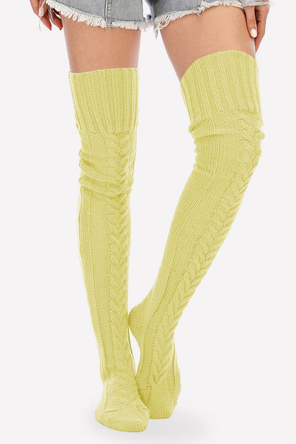 Leoparts Women's Cable Knit Thigh High Socks Over Knee Leg Warmer Stockings