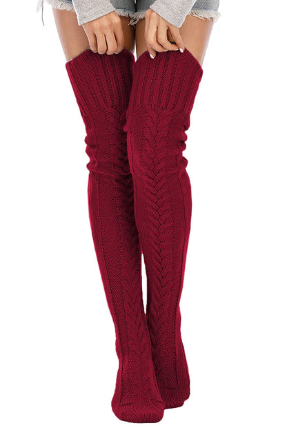 Leoparts Women's Cable Knit Thigh High Socks Over Knee Leg Warmer Stockings