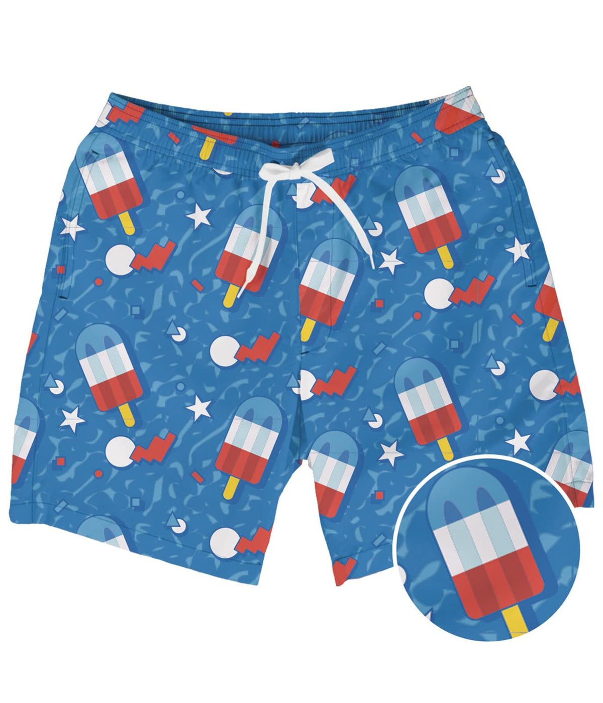 Tipsy Elves Men's Usa Swimming Trunks 7'' Inseam 4 Way Stretch Fabric W/Mesh Liner Swim Trunks for Men Bathing Suit
