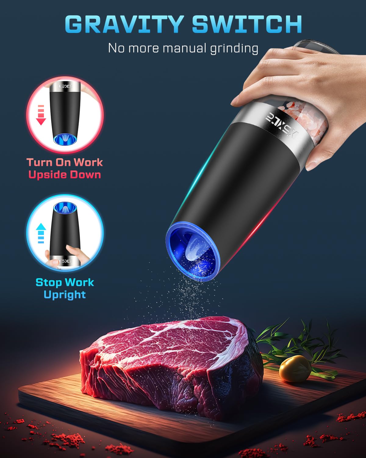 Xinxu Gravity Electric Pepper and Salt Grinder Set