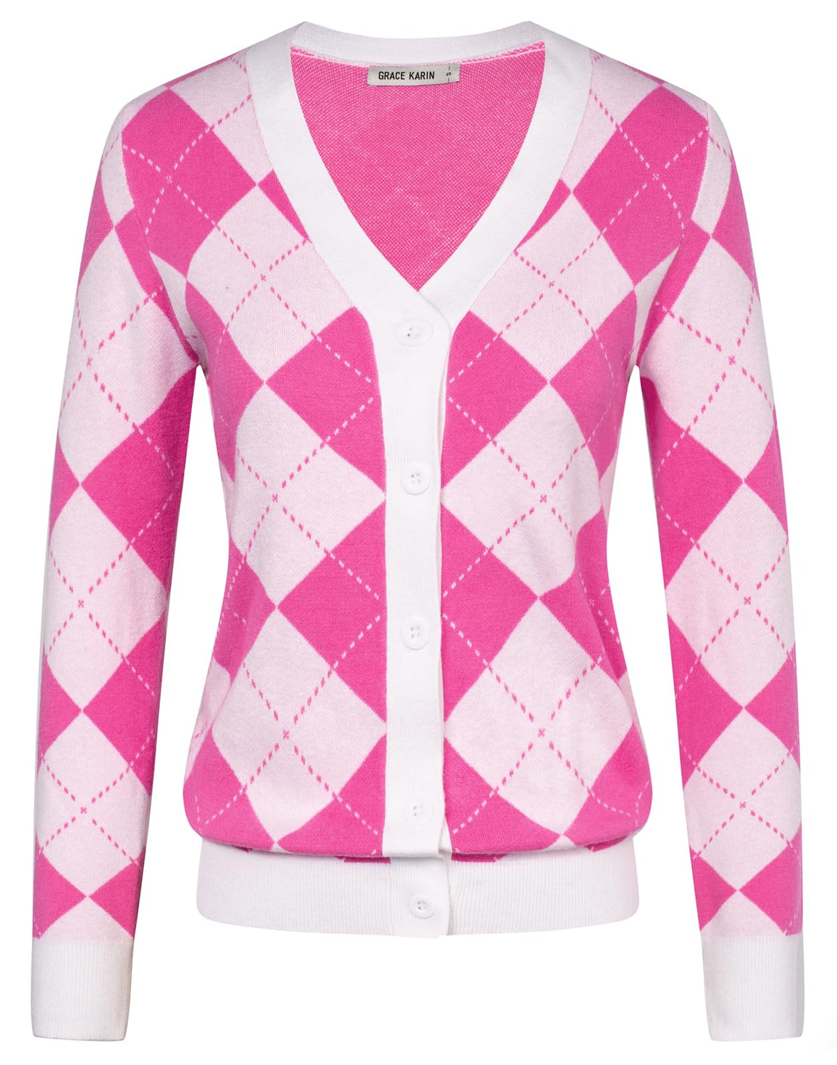 GRACE KARIN Cardigan Sweaters for Women - Argyle Sweater