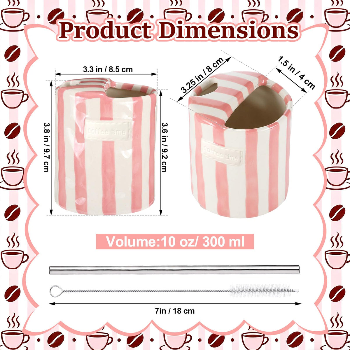 2 Pack Ceramic Mug with Sip Hole,