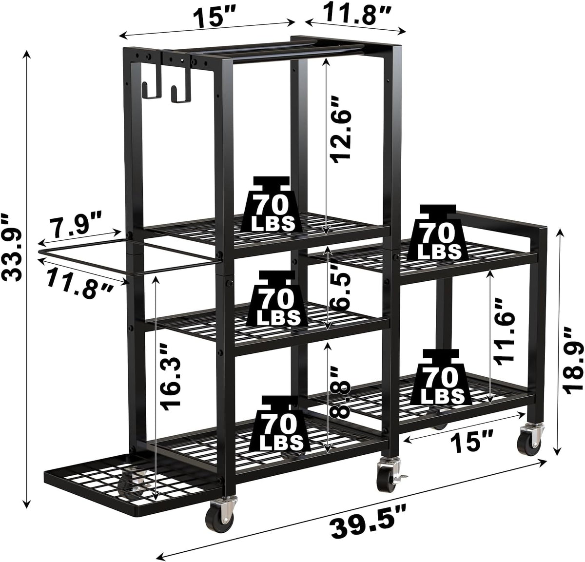 6-Tier Home Gym Storage Rack with Wheels