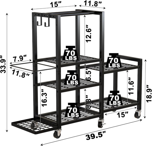 6-Tier Home Gym Storage Rack with Wheels