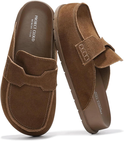 Project Cloud 100% Genuine Leather Slip-On Womens Clogs Mules for Women