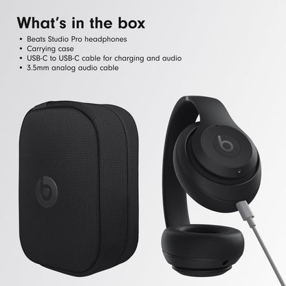 Beats Studio Pro Premium Wireless Over-Ear Headphones- Up to 40-Hour Battery Life, Active Noise Cancelling, Great for Travel & Commuting, USB-C Lossless Audio, Apple & Android Compatible -Black