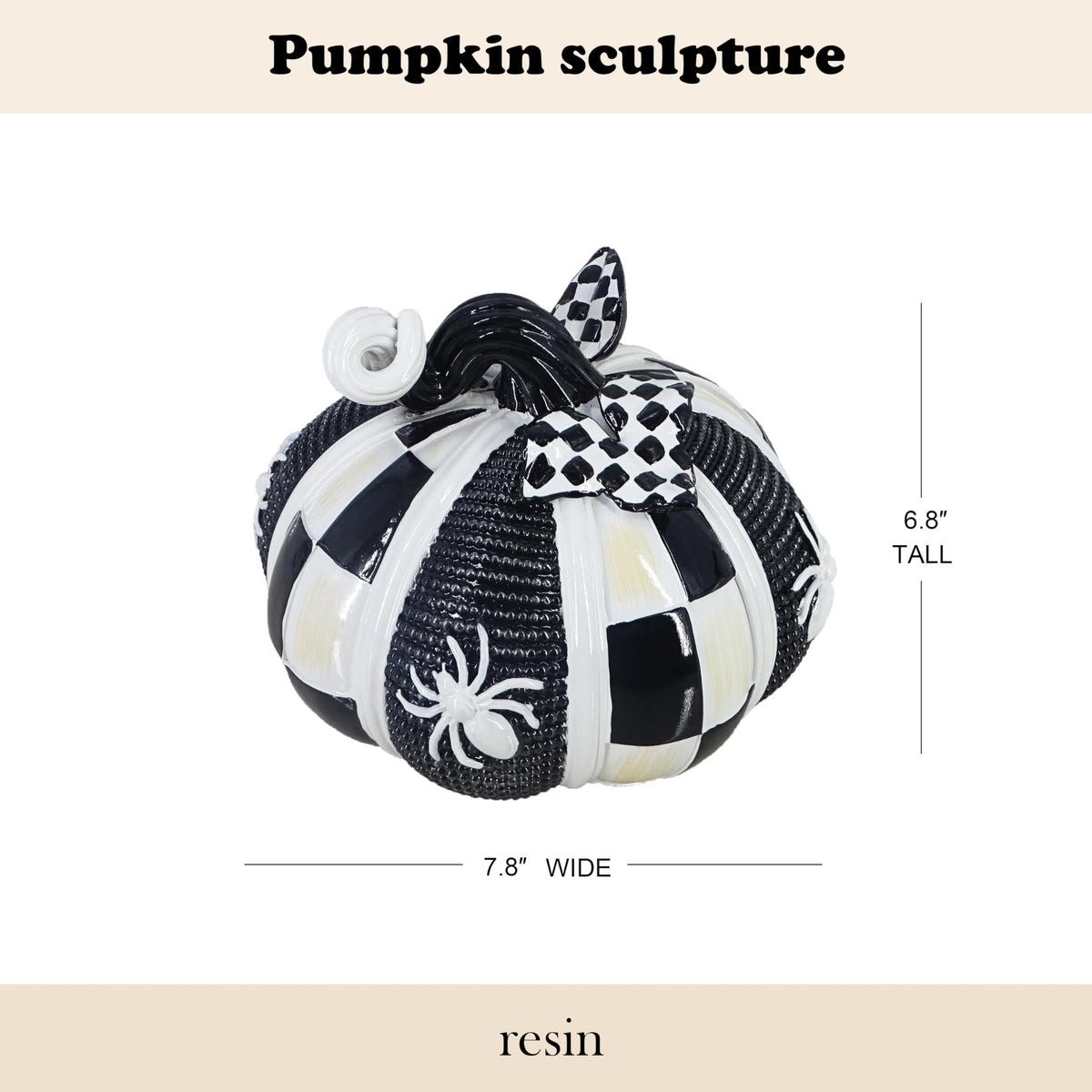 8 Inch Resin Pumpkin Statue, Halloween Fall Decor | Handmade Resin, Thanksgiving Centerpiece, Halloween Tabletop, Mantle & Bookshelf Decor