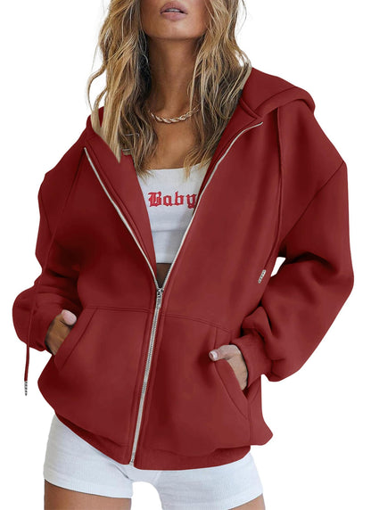 PRETTYGARDEN Women's Fall Zip Up Hoodies Sweatshirts
