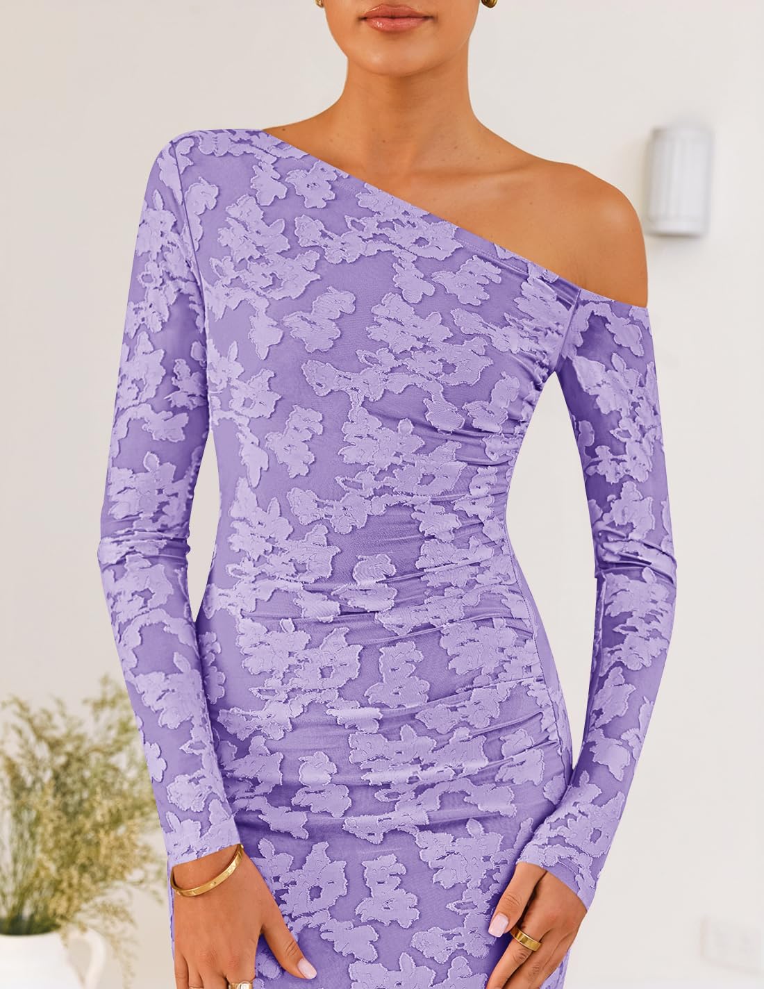 ZESICA Women's Fall Floral Off Shoulder Wedding Guest Dresses