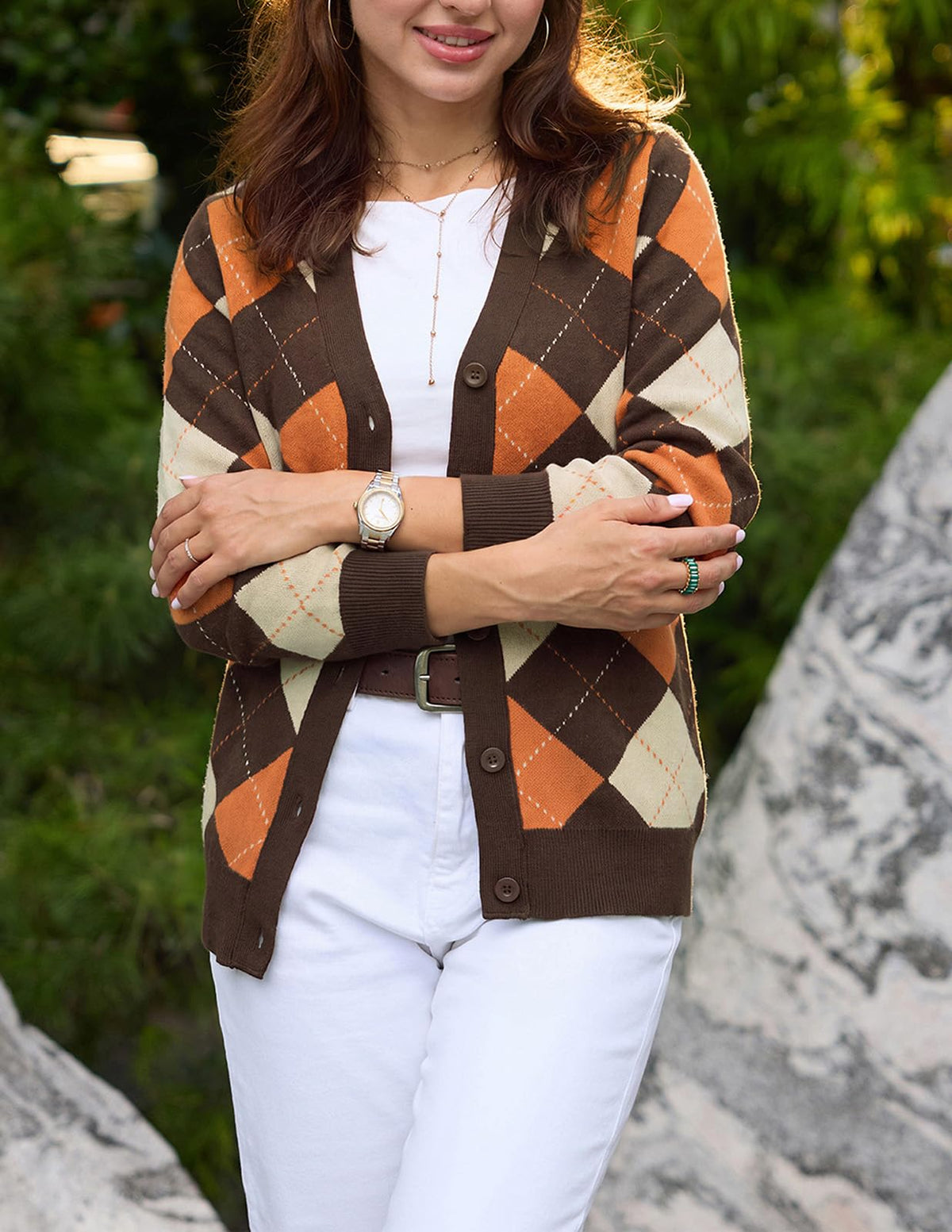 GRACE KARIN Cardigan Sweaters for Women - Argyle Sweater
