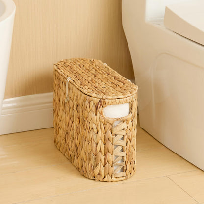 Yangqihome Toilet Paper Storage, Water Hyacinth Toilet Paper Storage with Lid