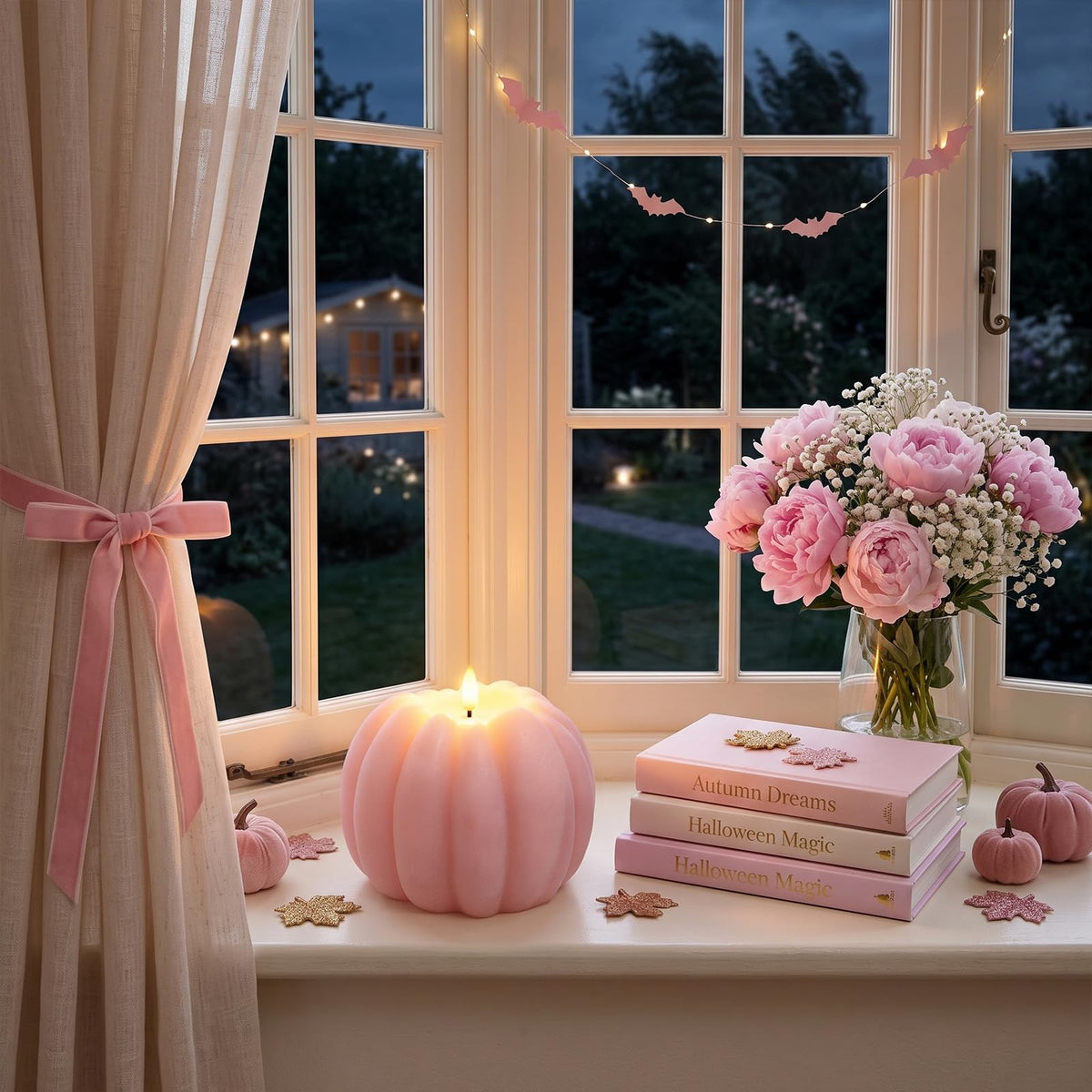 Fall Decor, Fall Decorations for Home - Flameless Pumpkin Candle with Timer Remote - Room Bedroom Table Farmhouse Decor for Halloween, Thanksgiving, Orange+white