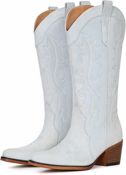 BEST SELLER - IUV Cowboy Boots For Women Western Cowgirl Boots Mid Calf Snip Toe