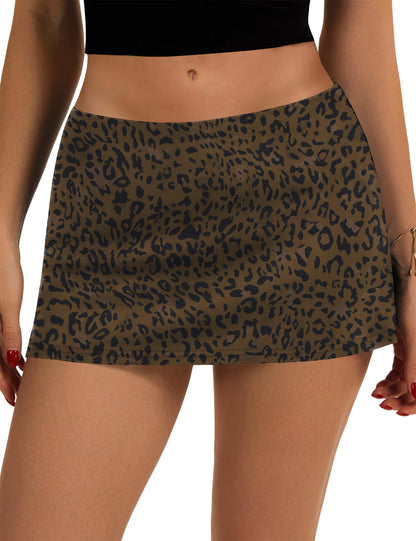 LOMON Women's Low Rise Micro Mini Skirt with Built-in Shorts & Pockets