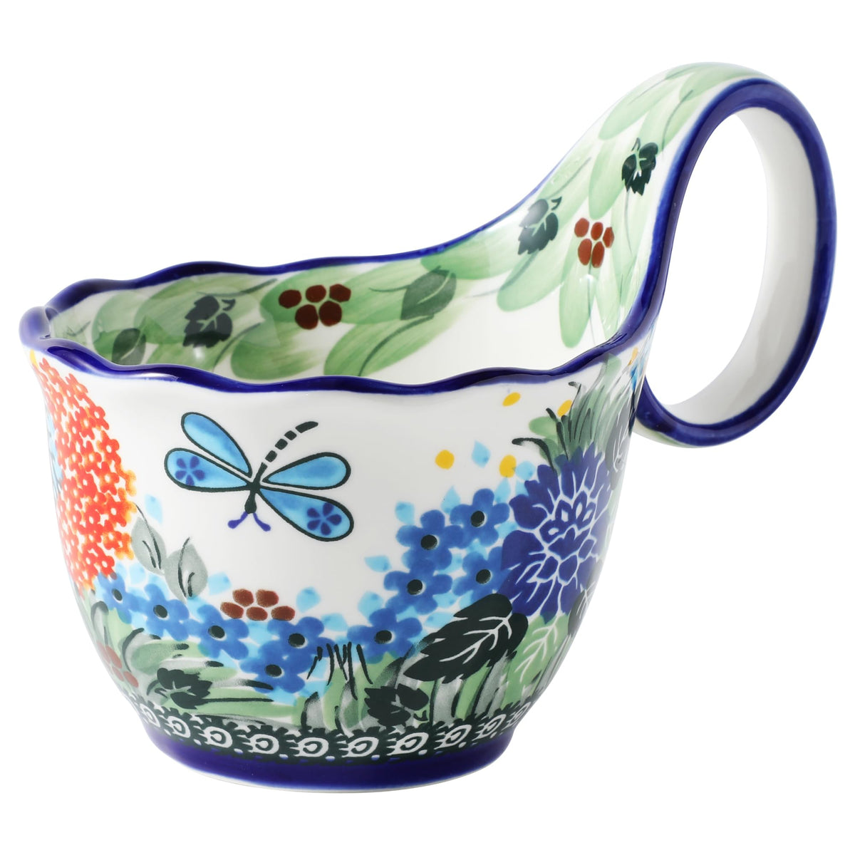 Alma Handpainted Microwavable Soup Bowl with Loop Handle 18.6Oz, Cereal Bowl with Handle