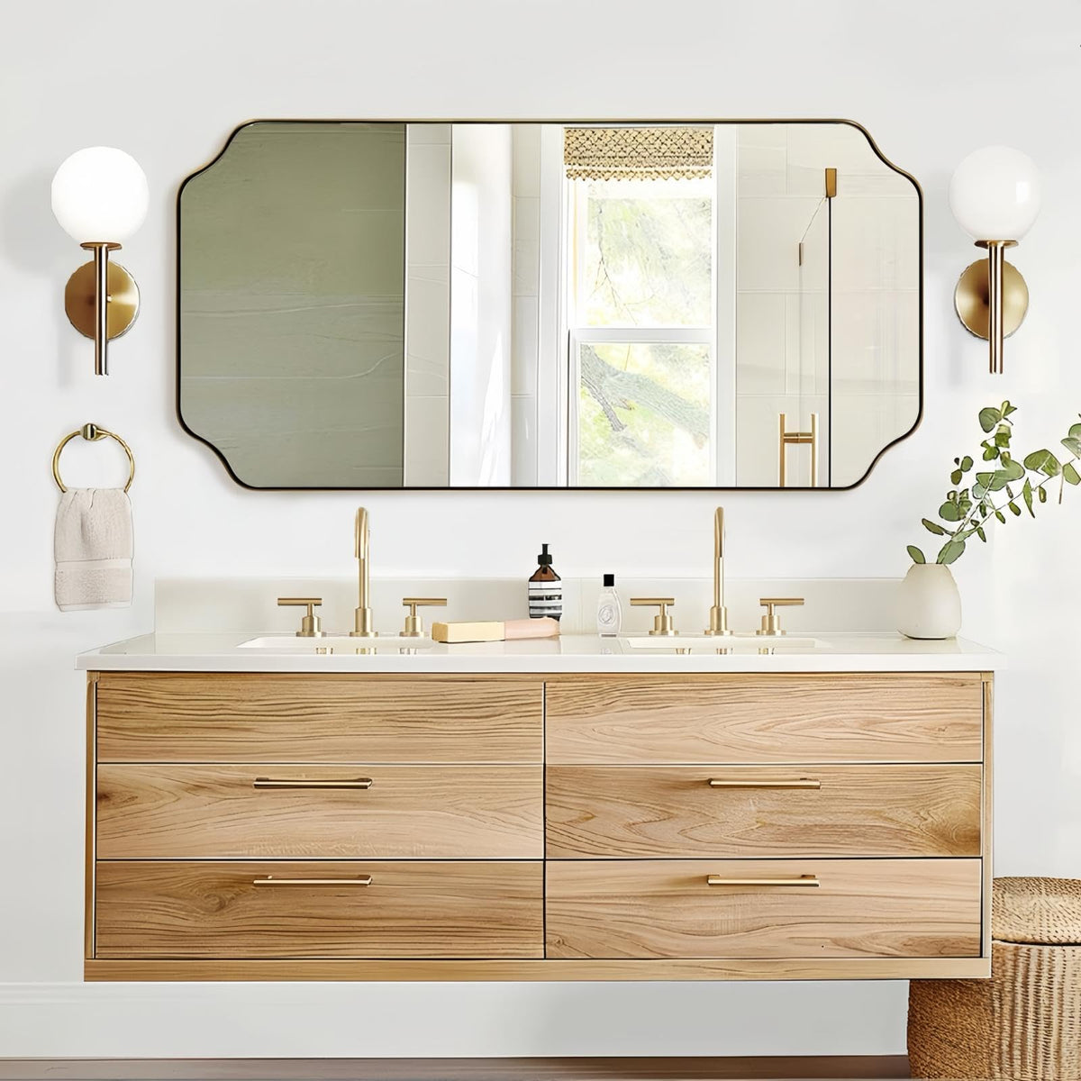 Andy Star Unique Rectangle Wall Mirror, 24"X32"