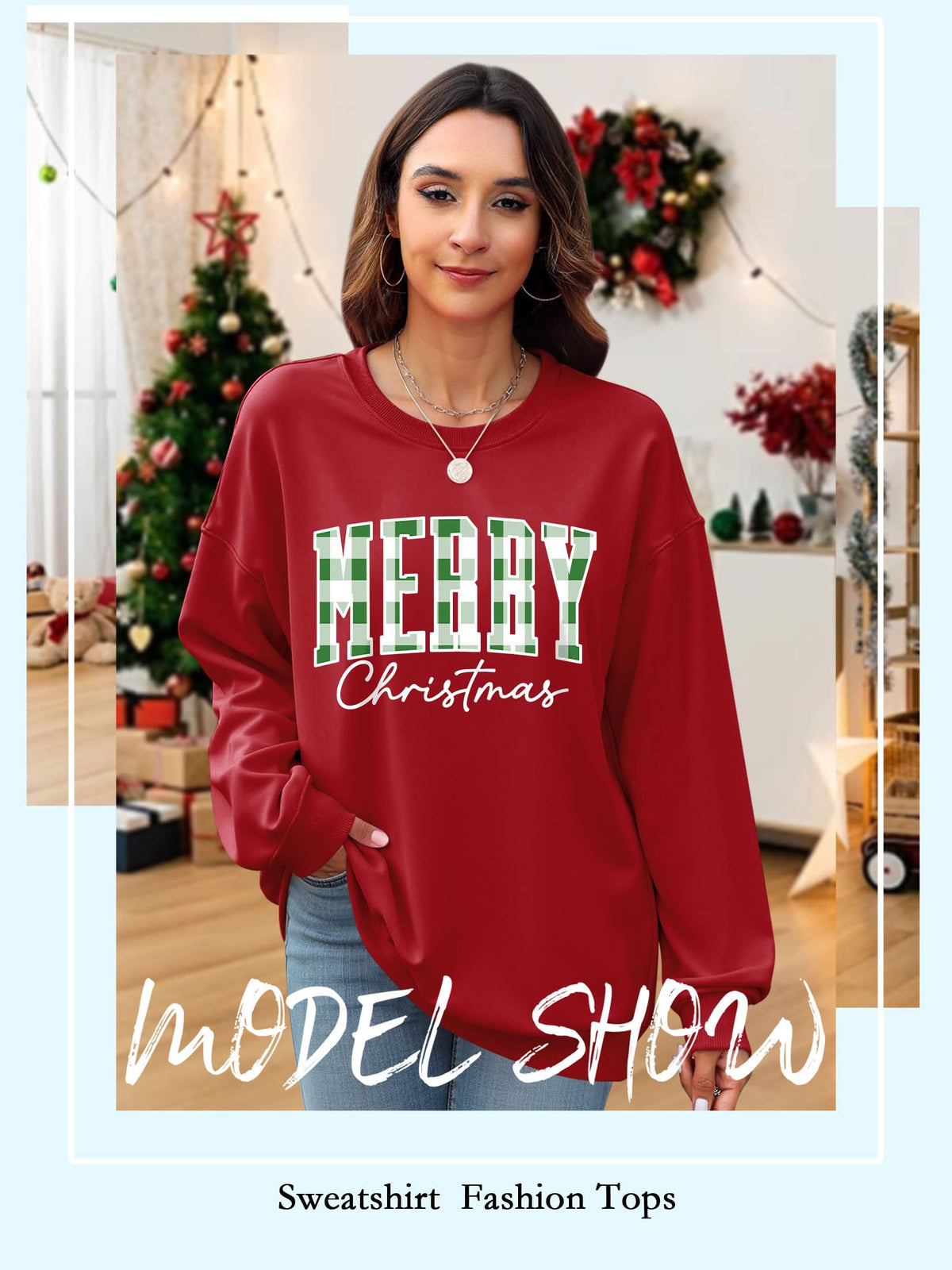 Christmas Shirts For Women Merry Christmas Graphic Crewneck Sweatshirt Tops