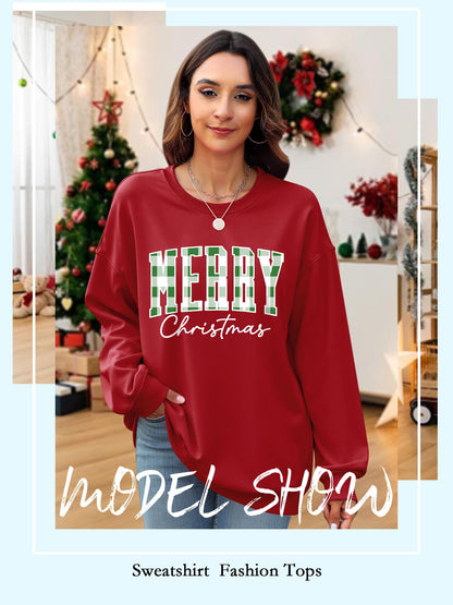Christmas Shirts For Women Merry Christmas Graphic Crewneck Sweatshirt Tops