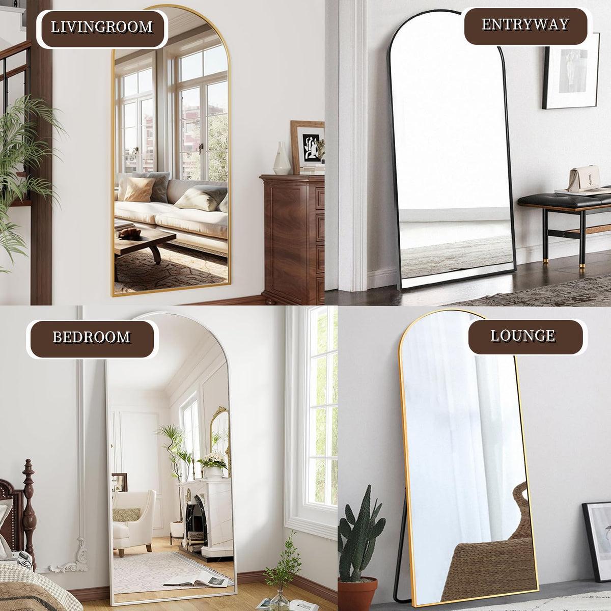 OGCAU Arched Full Length Mirror 76"x34"