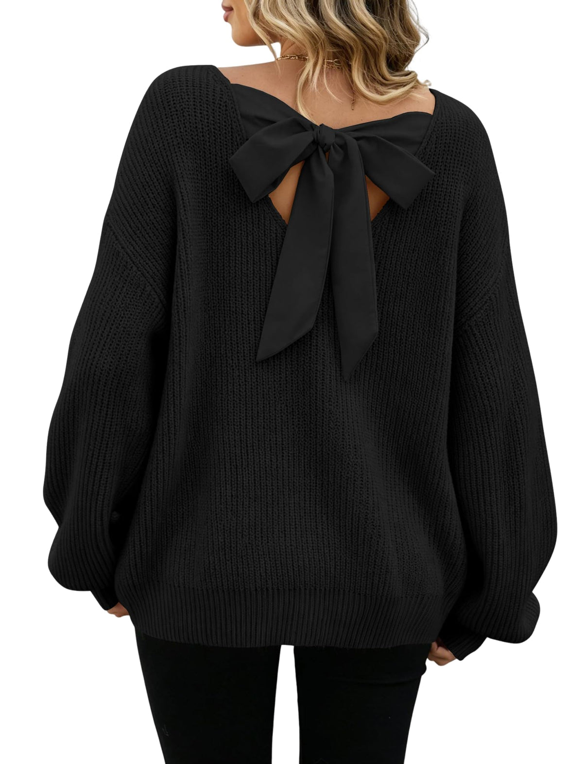 ZAFUL Women's Bow Chunky Knit Sweater