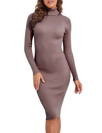 PrettyGuide Slim Fit Ribbed Knit Midi Dresses