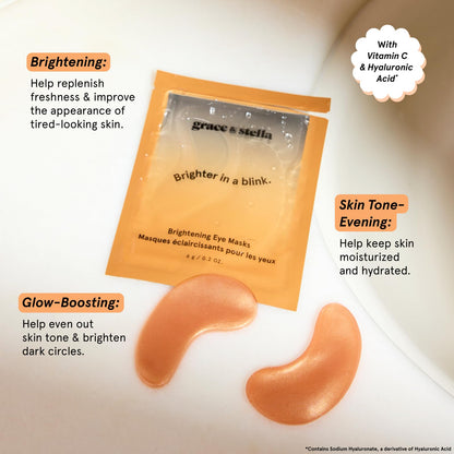 grace & stella New Brightening Eye Patches for Dark Circles (24 Pairs) - Vitamin C Under Eye Patches for Puffiness