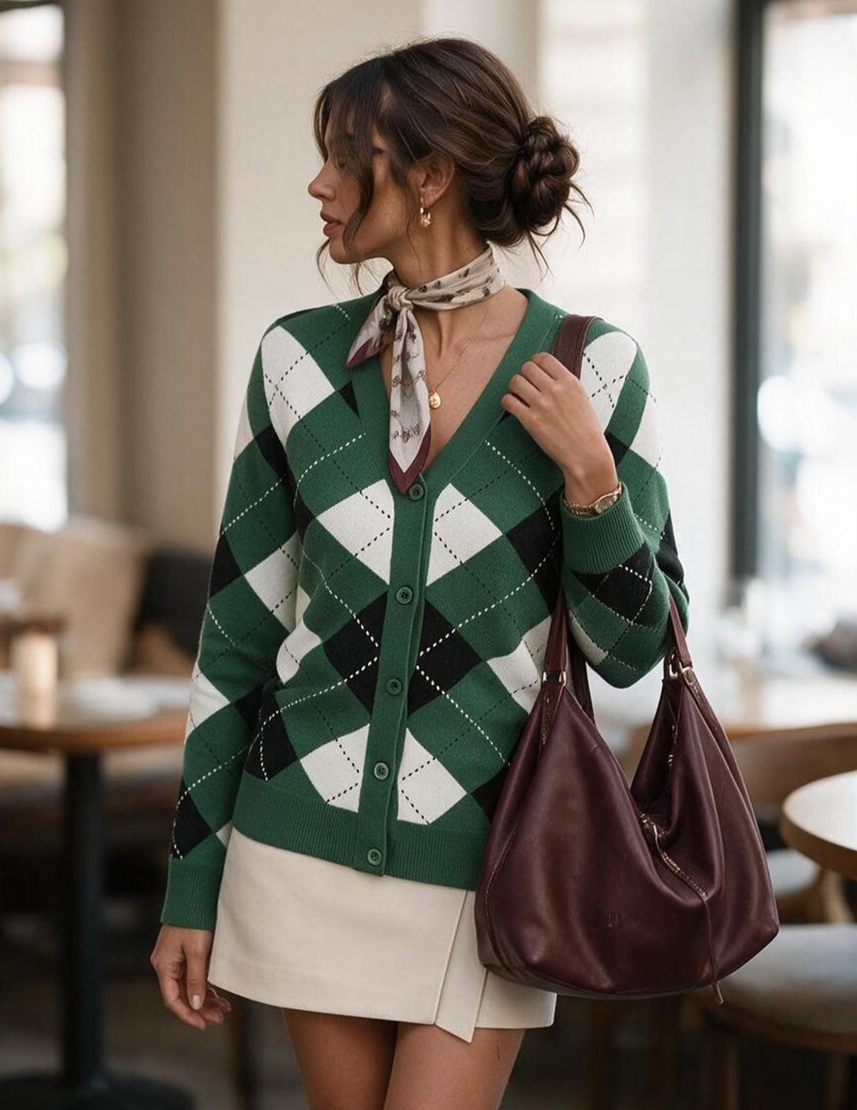 GRACE KARIN Cardigan Sweaters for Women - Argyle Sweater