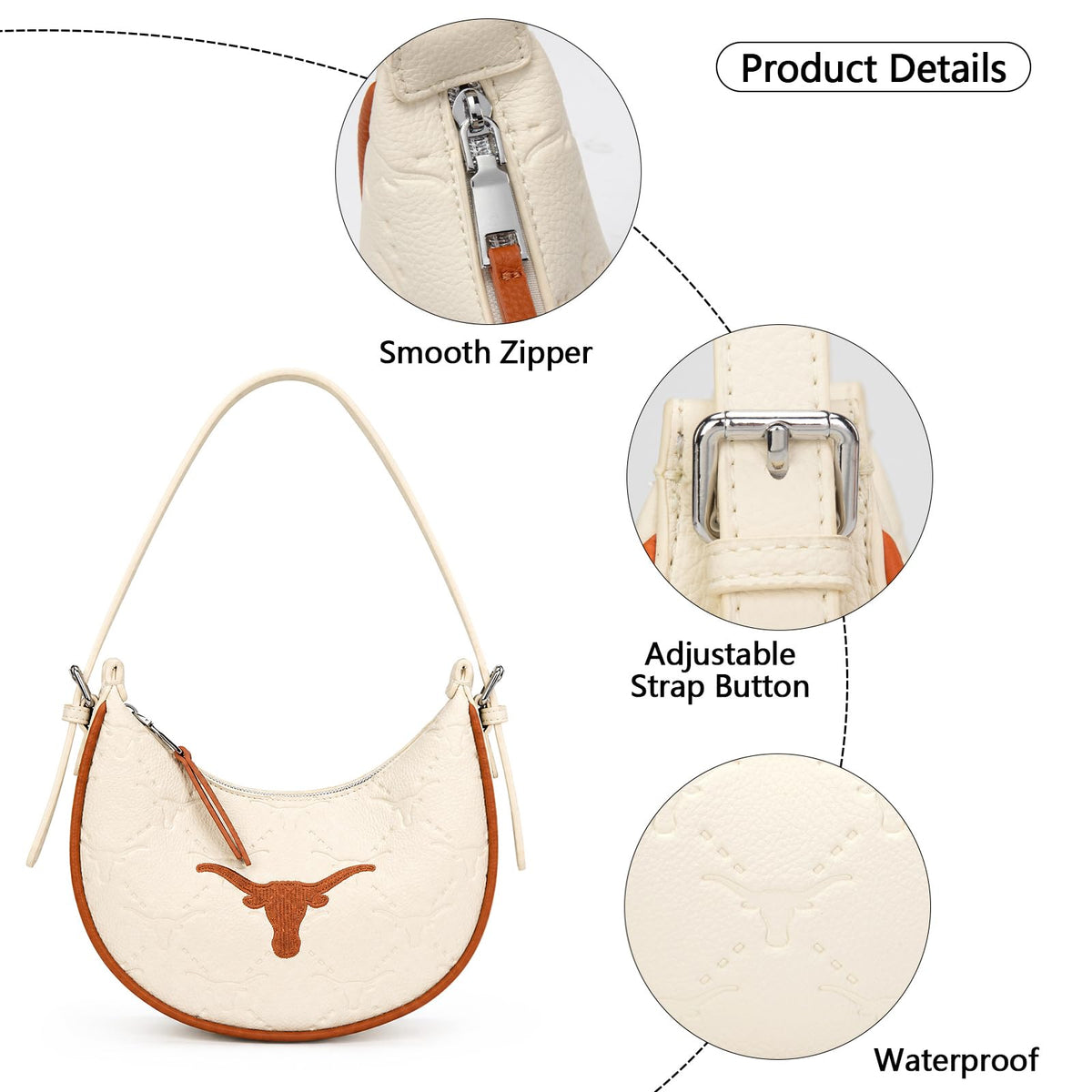 NCAA Crescent Shoulder Bag for Women, Half Moon Clutch Purses for Birthday/Graduation Gifts