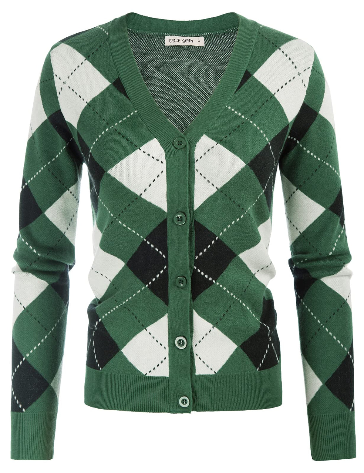 GRACE KARIN Cardigan Sweaters for Women - Argyle Sweater