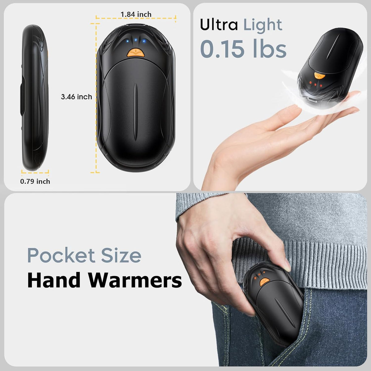 AI Hand Warmers Rechargeable 2 Pack, AI Smart Chips Electric Hand Warmers, 20Hrs Long