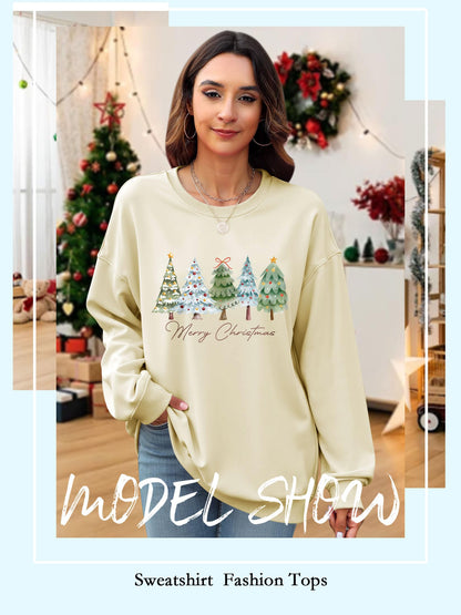Christmas Shirts For Women Merry Christmas Graphic Crewneck Sweatshirt Tops