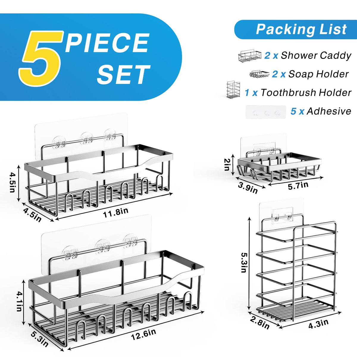Eudele Adhesive Shower Caddy