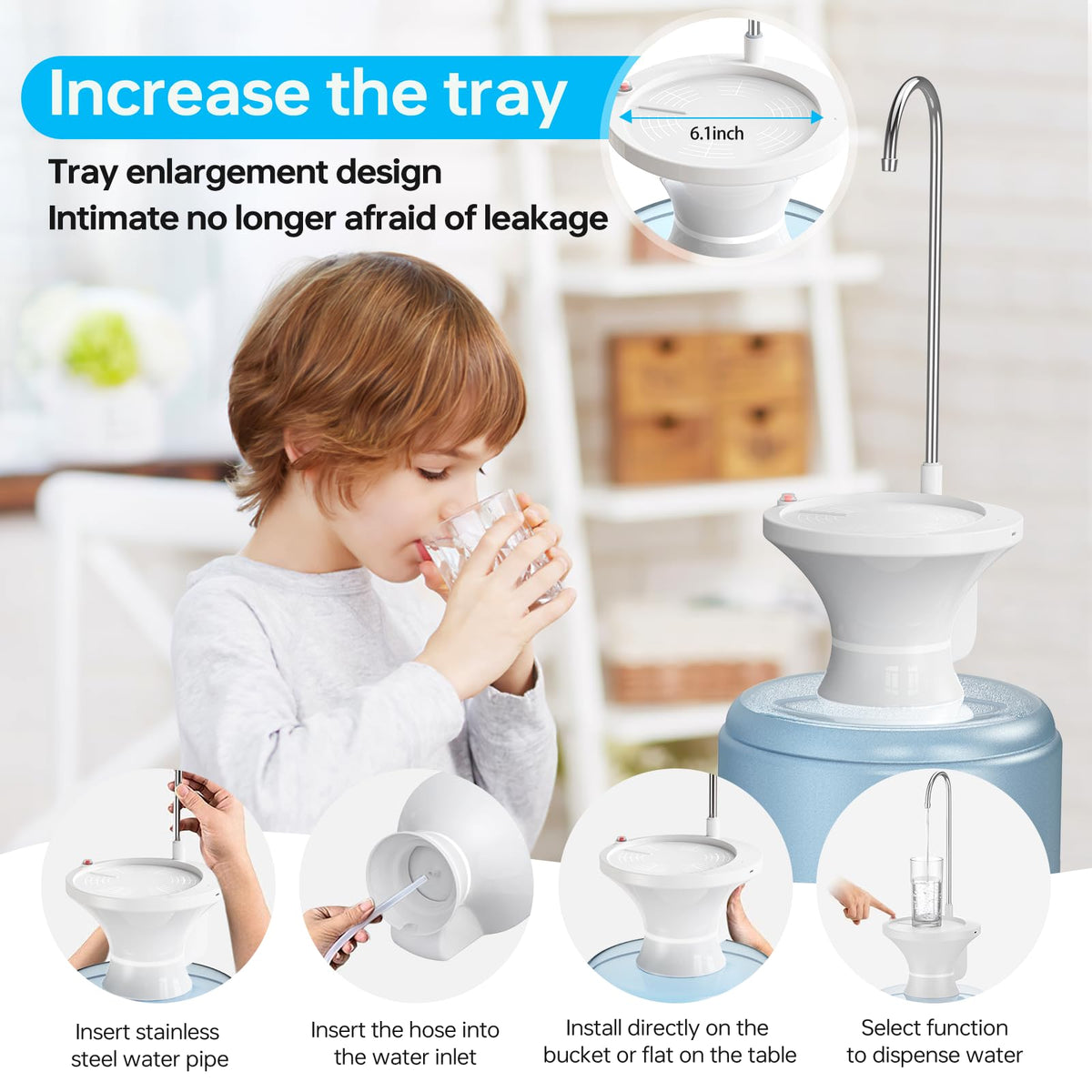 Drinking Water Dispenser Pump, Automatic Electric Drinking Water Bottle Pump for 2-5 Gallon Water Jugs