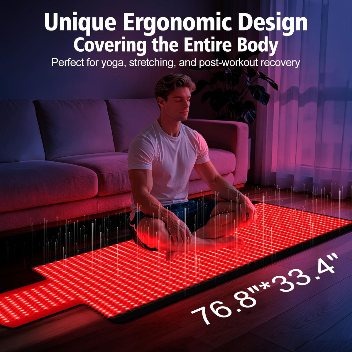 Red Light Therapy Mat for Full Body, 76.8'' X 33.4'' Red Light Therapy Blanket, 1370 (660nm & 850nm) Leds for Home Use, 3 Modes & Adjustable Timer, Premium Leather