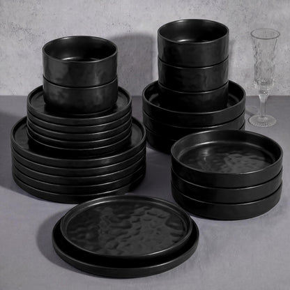 E-far Stoneware Dinnerware Set, 16-Piece Plates and Bowls Sets for 4