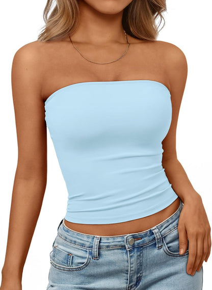 Trendy Queen Women's Strapless Bandeau Crop Top