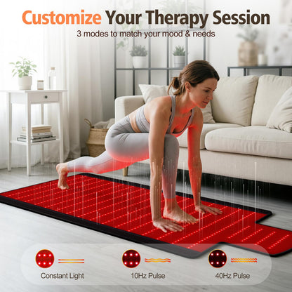Red Light Therapy Mat for Full Body, 76.8'' X 33.4'' Red Light Therapy Blanket, 1370 (660nm & 850nm) Leds for Home Use, 3 Modes & Adjustable Timer, Premium Leather