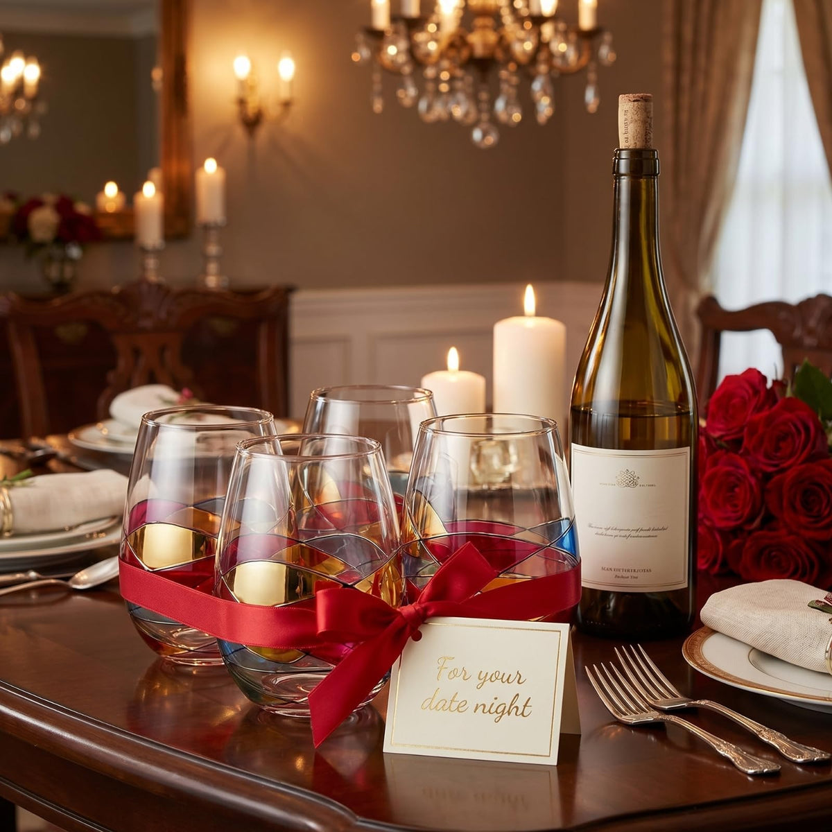 Artisanal Hand Painted Stemless Wine Glasses