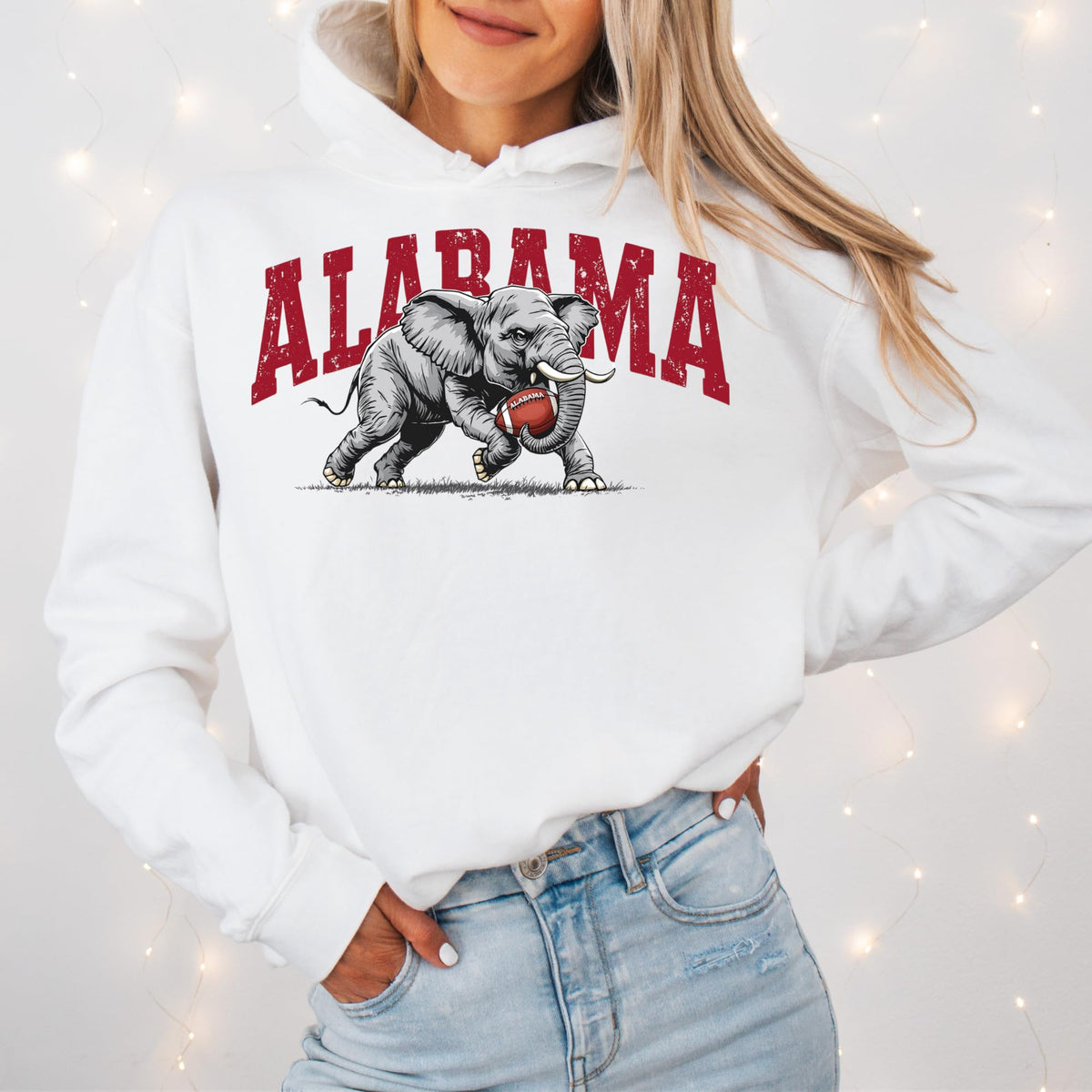 Alabama Elephant Football Sweatshirt – Vintage Sport Grey Crewneck Pullover – Retro Game Day Apparel for Men & Women