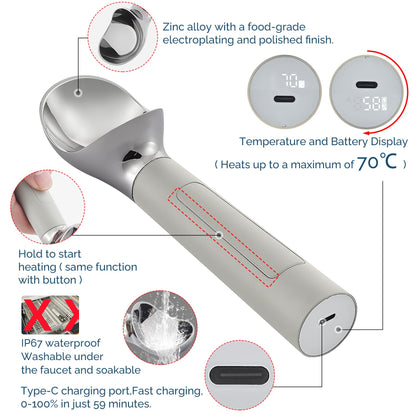 Heated Ice Cream Scoop Rechargeable