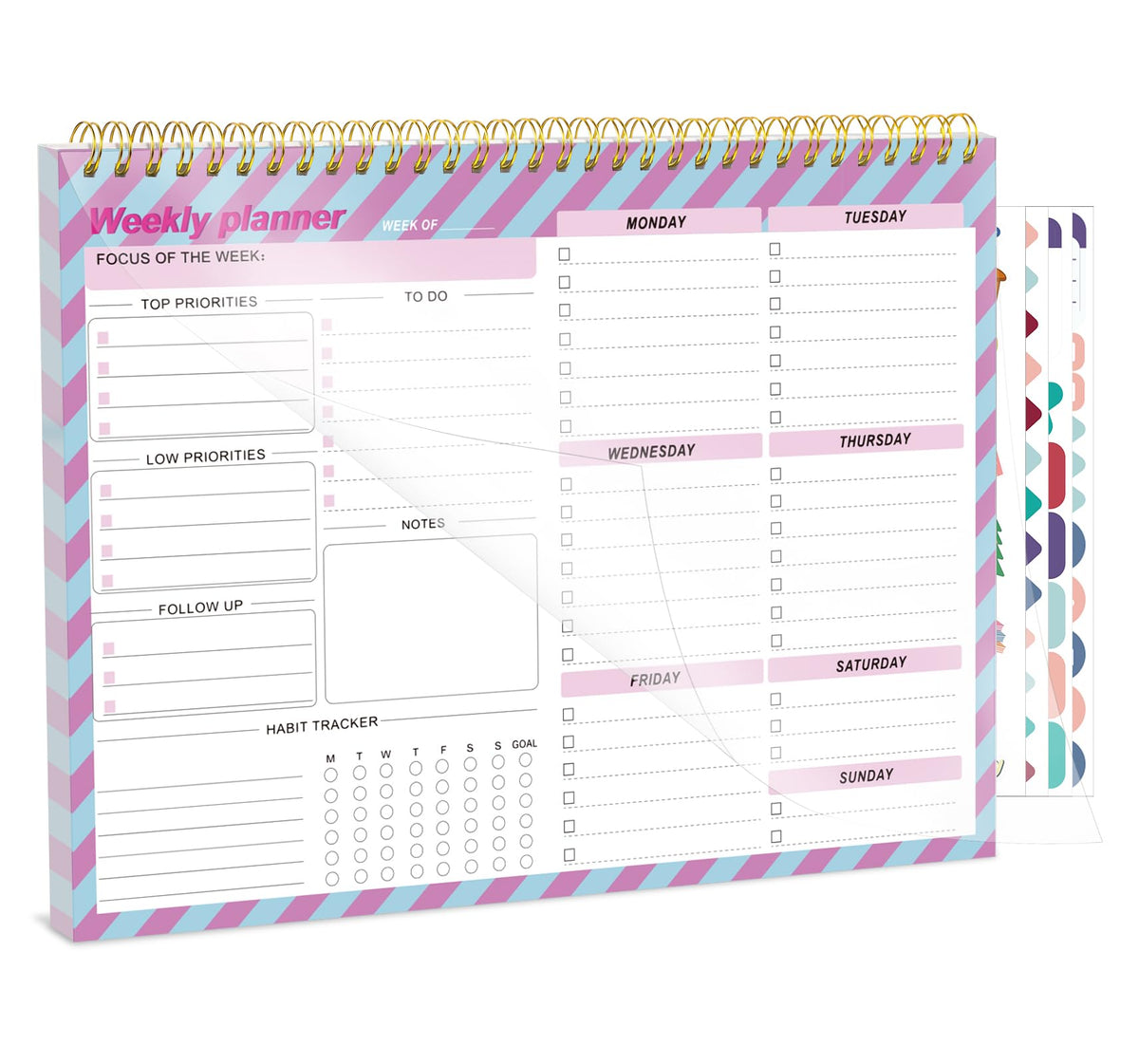 Thboxes Weekly Desk Planner, 8.5x11 In To Do List Notepad, 52 Sheets
