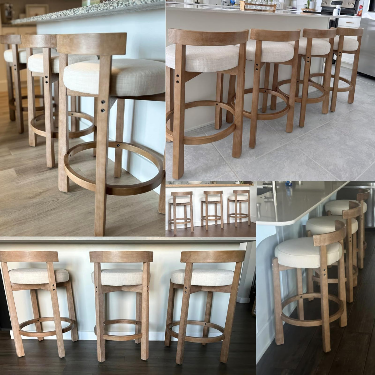 Lukealon Mid Century Linen Counter Stools Set of 4