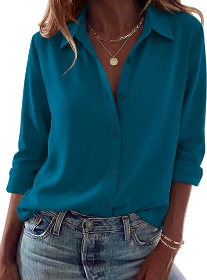 Zeagoo Blouses for Women Dressy Casual Long Sleeve Button Down Shirts Tops