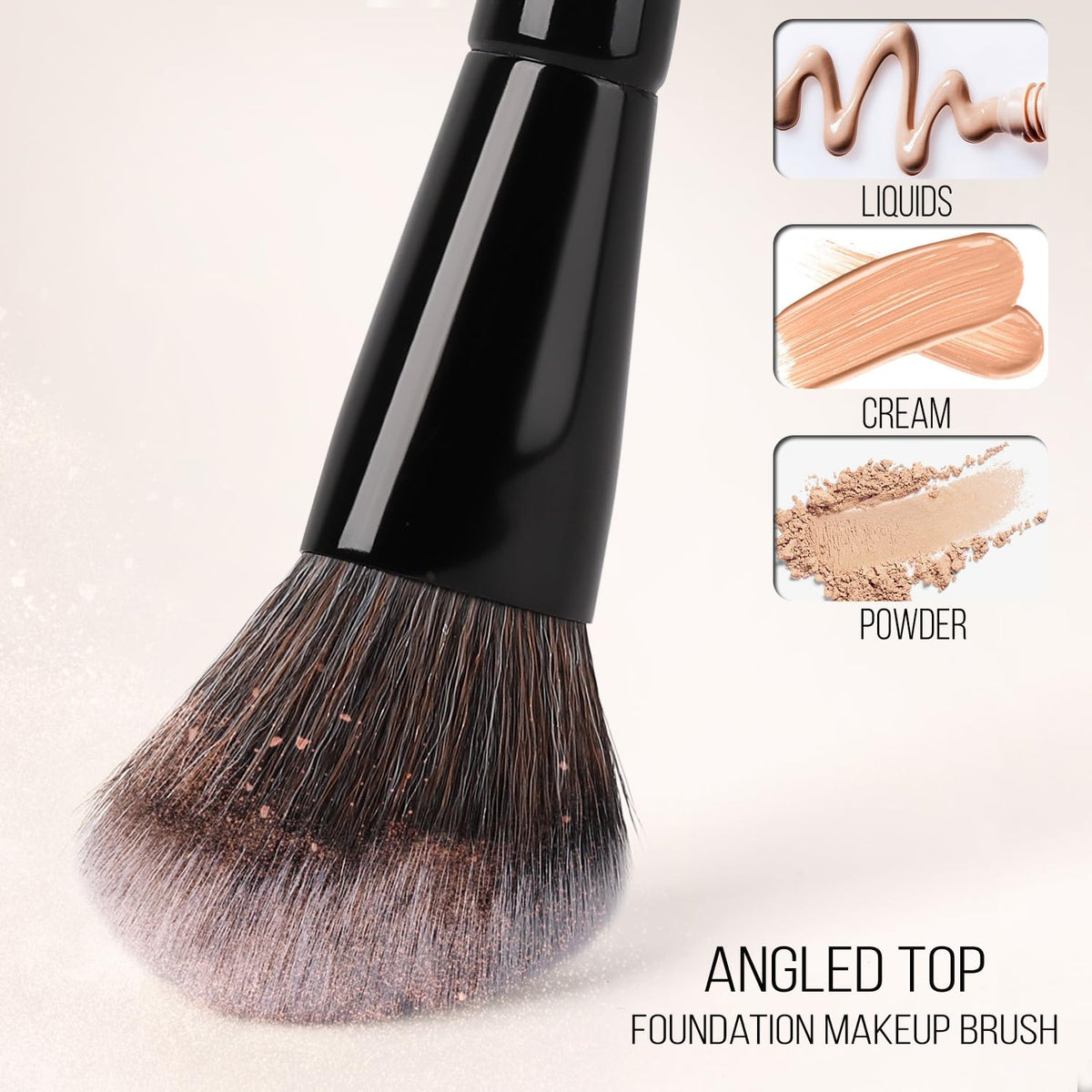 Kingmas Foundation Makeup Brush, Double Ended Bronzer Brush Angled & Round Contour Brushes for Beauty Blending Liquid Powder, Concealer Cream Cosmetics Blush (Brown)