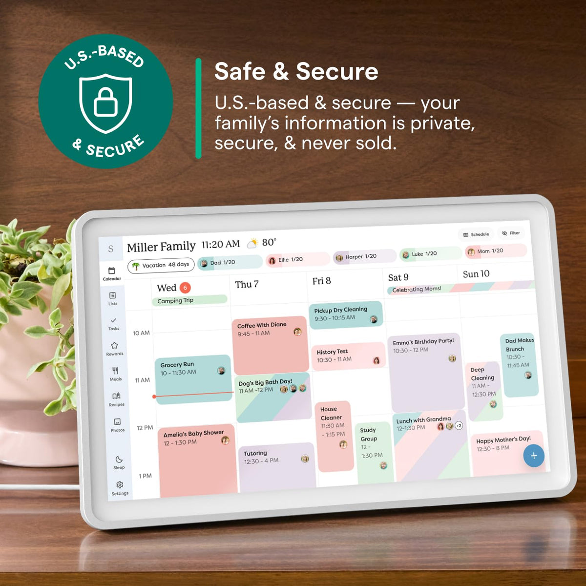 Skylight Calendar: 15-Inch Wall Planner Digital Calendar & Chore Chart, Smart Touchscreen Interactive Display