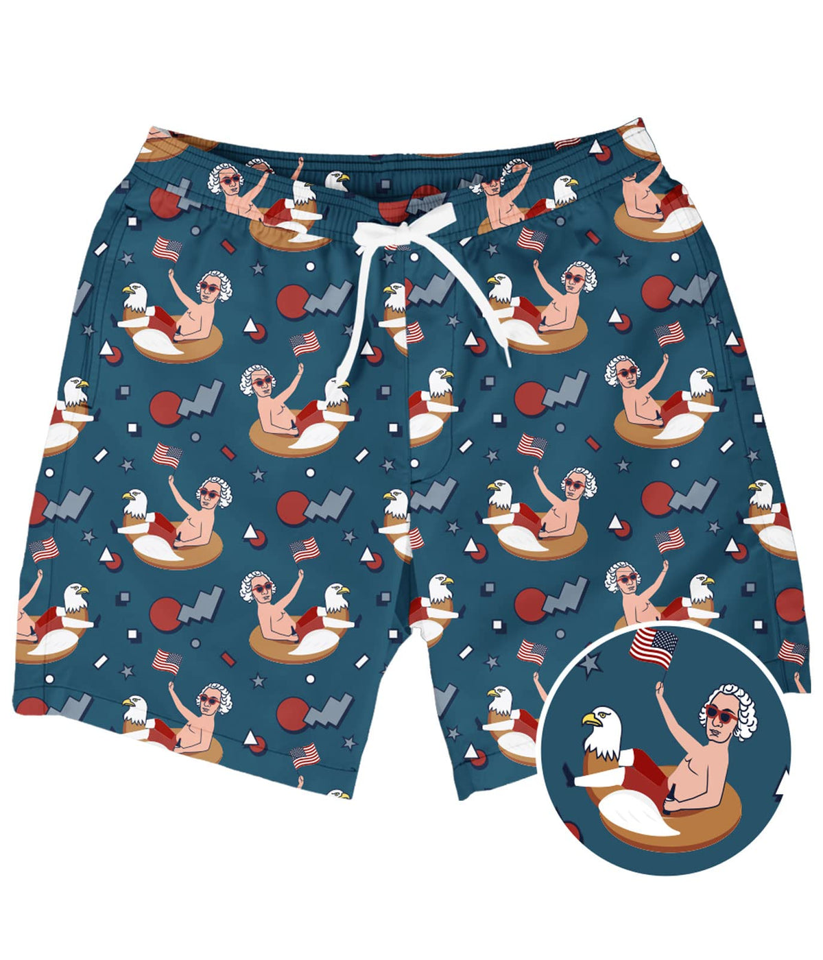 Tipsy Elves Men's Usa Swimming Trunks 7'' Inseam 4 Way Stretch Fabric W/Mesh Liner Swim Trunks for Men Bathing Suit