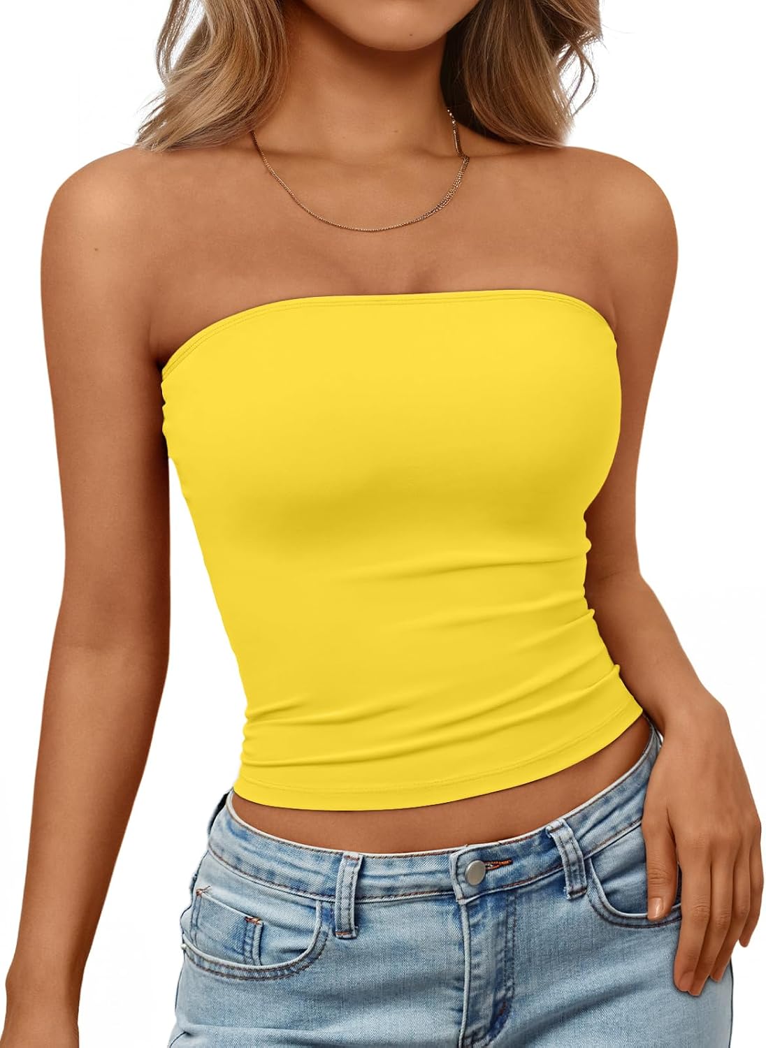 Trendy Queen Women's Strapless Bandeau Crop Top