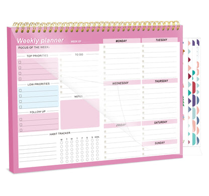 Thboxes Weekly Desk Planner, 8.5x11 In To Do List Notepad, 52 Sheets