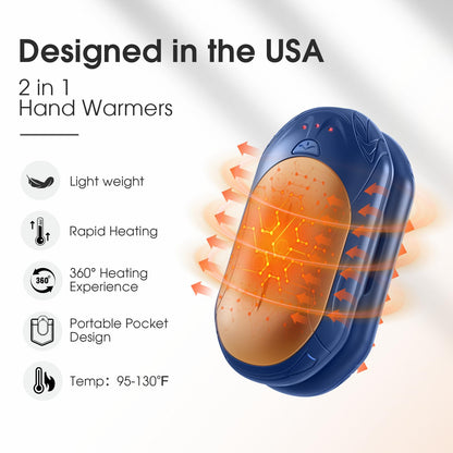 AI Hand Warmers Rechargeable 2 Pack, AI Smart Chips Electric Hand Warmers, 20Hrs Long