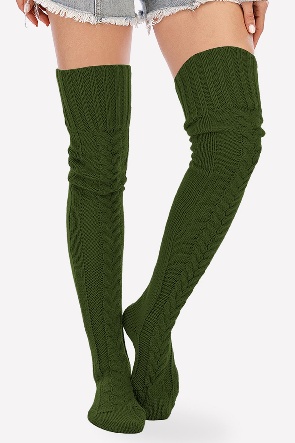 Leoparts Women's Cable Knit Thigh High Socks Over Knee Leg Warmer Stockings